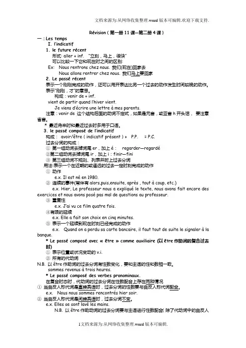 马晓宏法语一册二册知识点汇总