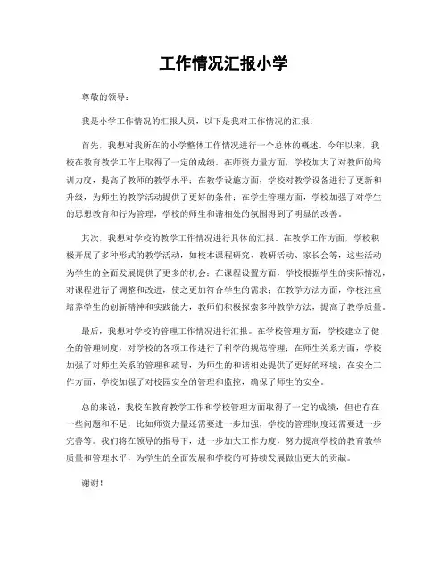 工作情况汇报小学