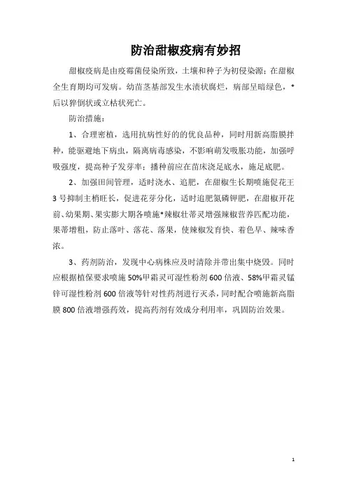 防治甜椒疫病有妙招