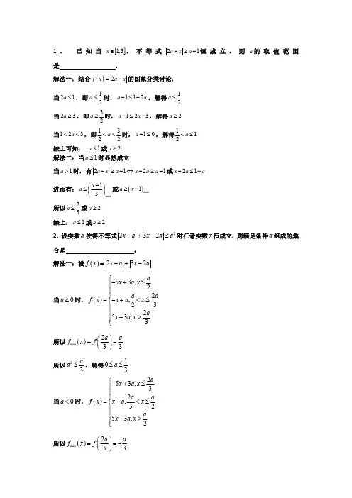 绝对值不等式恒成立