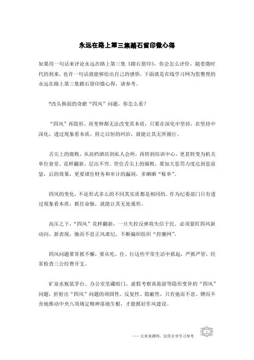 永远在路上第三集踏石留印微心得