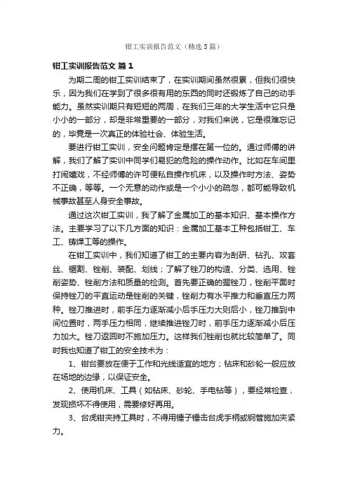 钳工实训报告范文（精选5篇）