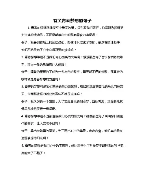 有关青春梦想的句子