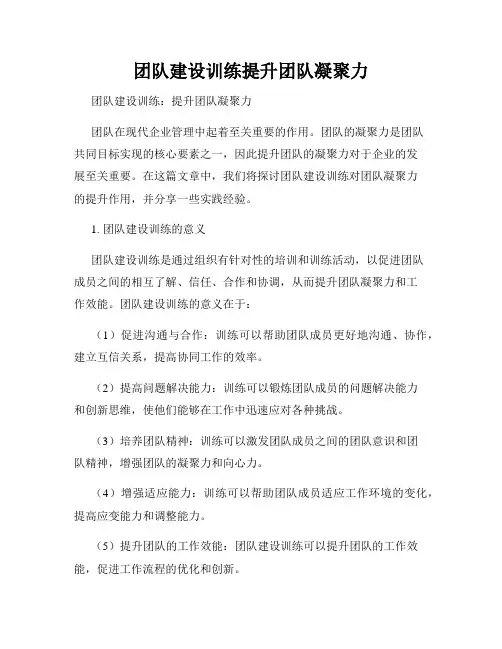 团队建设训练提升团队凝聚力