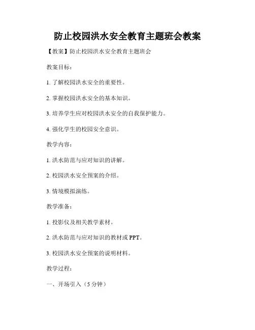 防止校园洪水安全教育主题班会教案