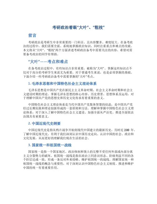考研政治着眼大叶”、粗枝”