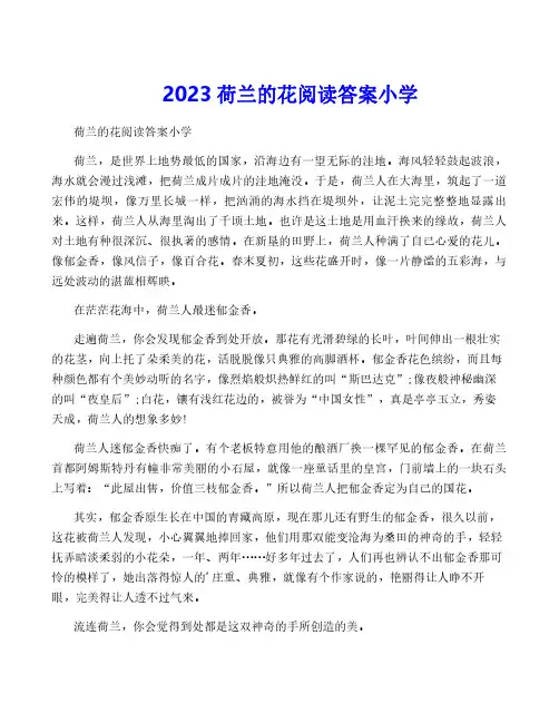 2023荷兰的花阅读答案小学