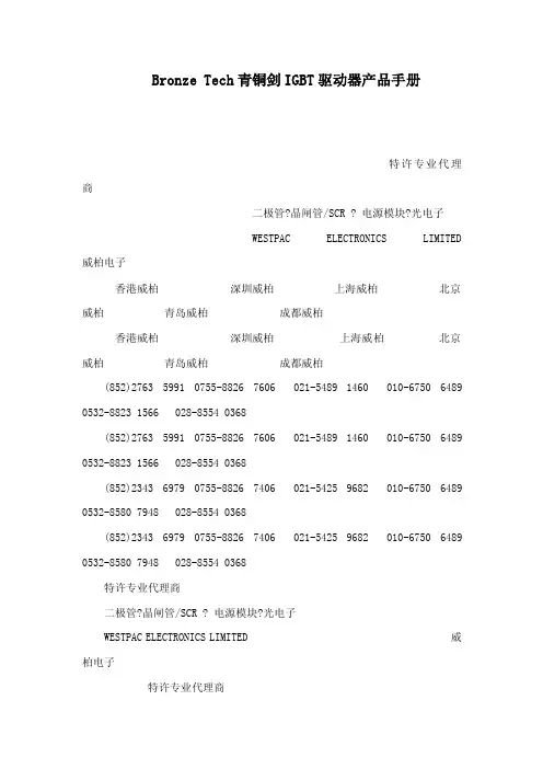 BronzeTech青铜剑IGBT驱动器产品手册(可编辑)