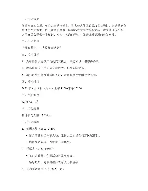 大型相亲大会策划书模板