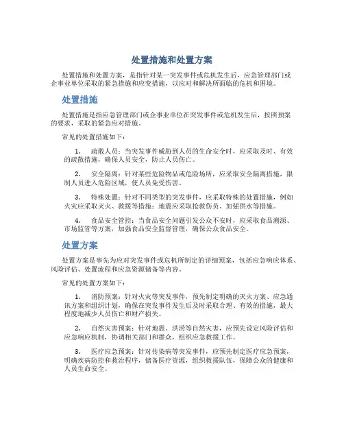 处置措施和处置方案