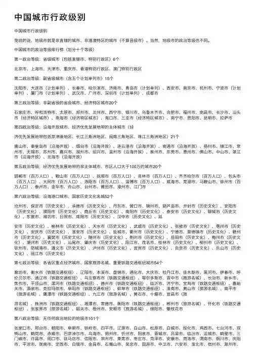 中国城市行政级别