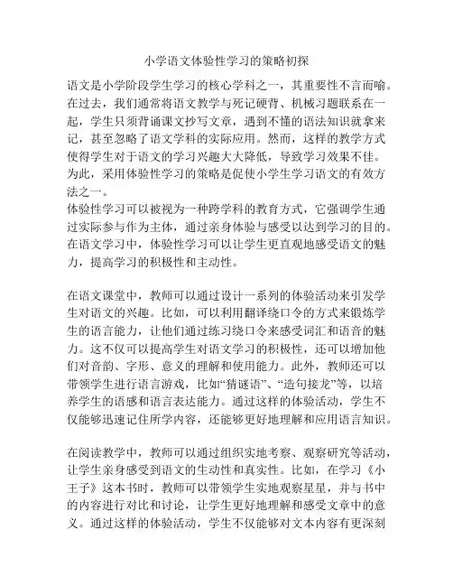 小学语文体验性学习的策略初探