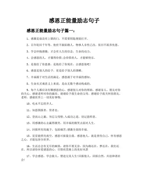 感恩正能量励志句子