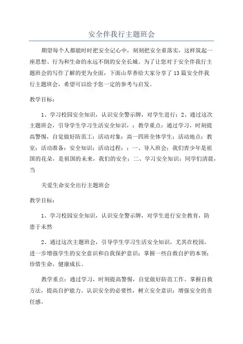 安全伴我行主题班会