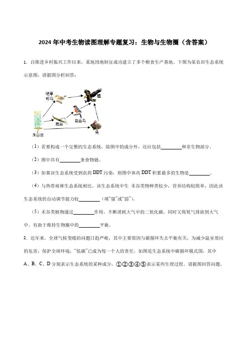 2024年中考生物读图理解专题复习：生物与生物圈(含答案)