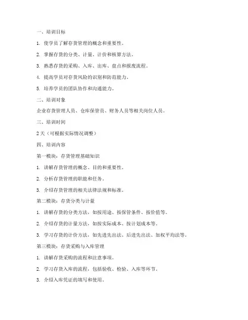 存货管理培训教案设计模板