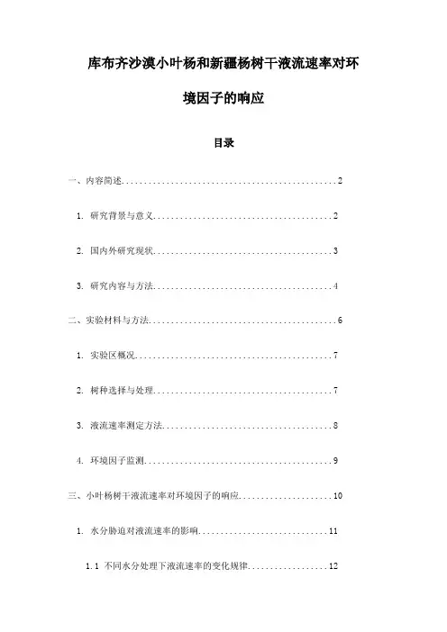库布齐沙漠小叶杨和新疆杨树干液流速率对环境因子的响应