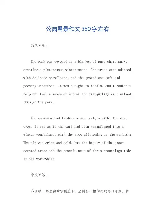 公园雪景作文350字左右