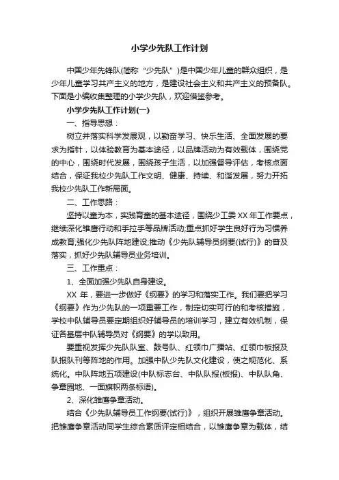小学少先队工作计划
