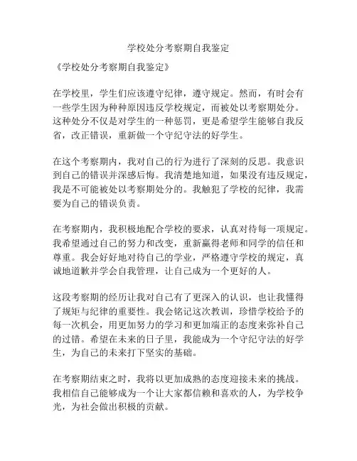 学校处分考察期自我鉴定