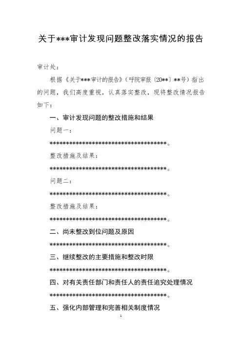 审计整改情况报告参考格式