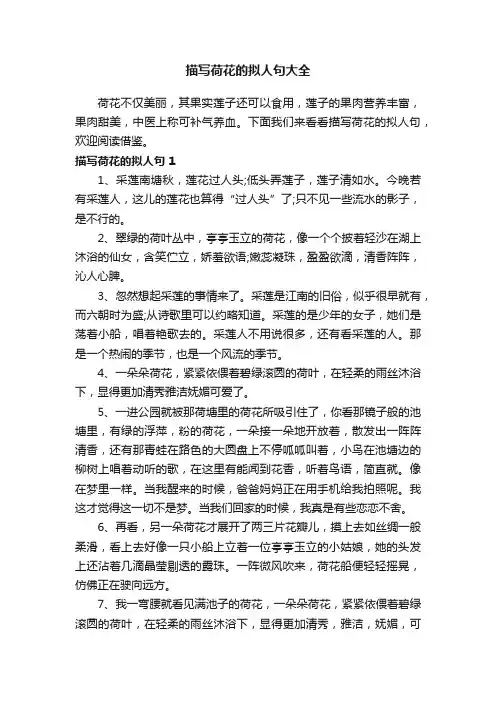 描写荷花的拟人句大全
