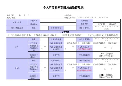 《个人所得税专项附加扣除信息表》