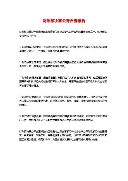财政预决算公开自查报告