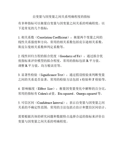 自变量与因变量之间关系明确程度的指标