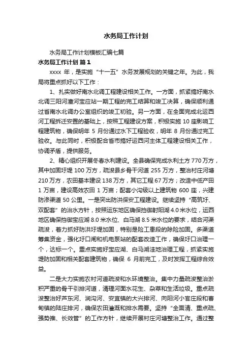 水务局工作计划