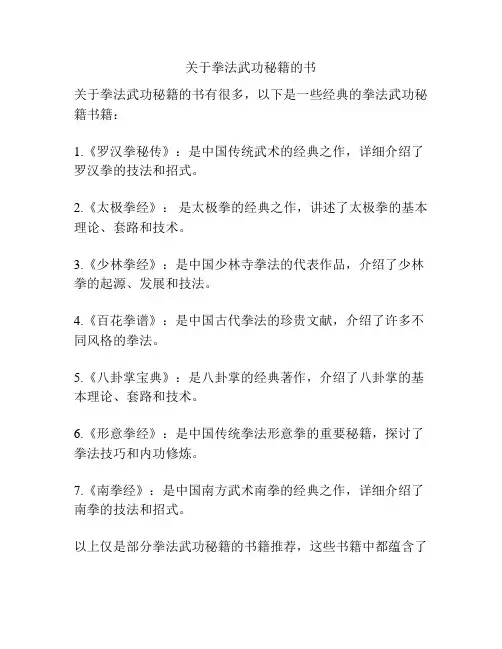 关于拳法武功秘籍的书