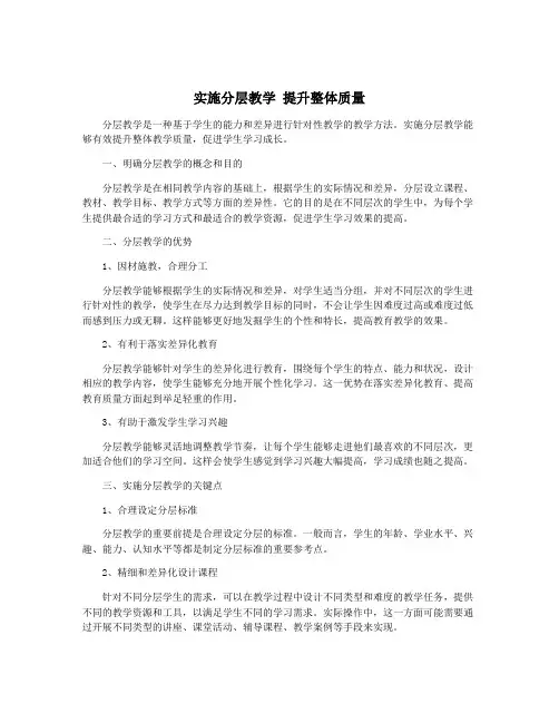 实施分层教学 提升整体质量