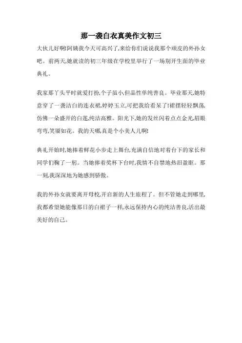 那一袭白衣真美作文初三