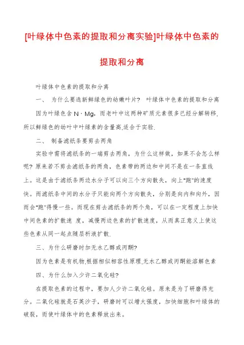 [叶绿体中色素的提取和分离实验]叶绿体中色素的提取和分离