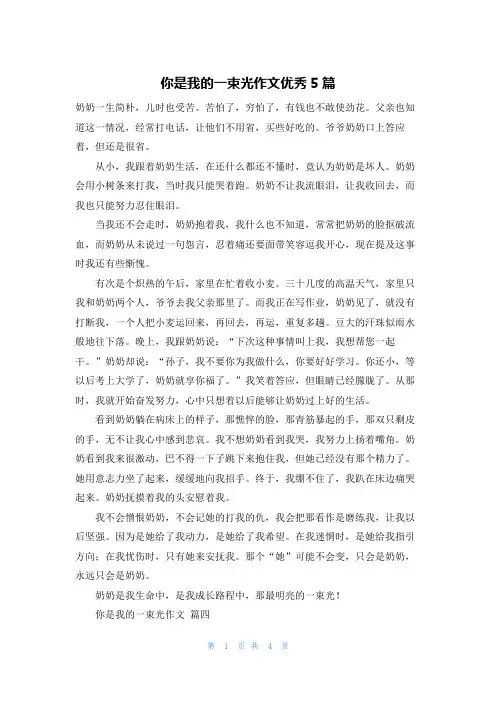 你是我的一束光作文优秀5篇