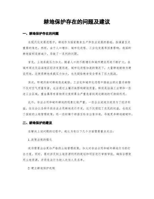 耕地保护存在的问题及建议