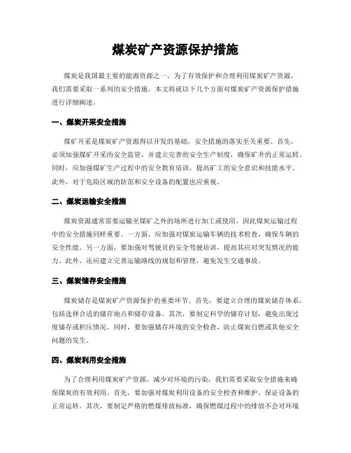 煤炭矿产资源保护措施