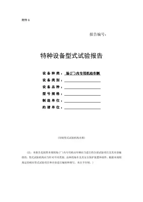 特种设备型式试验报告