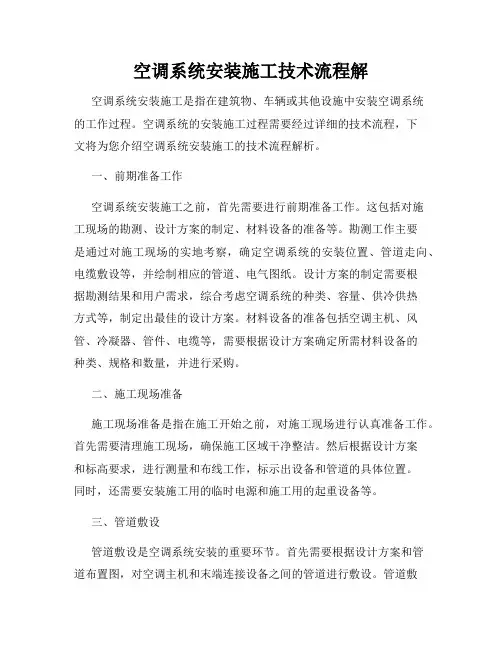 空调系统安装施工技术流程解