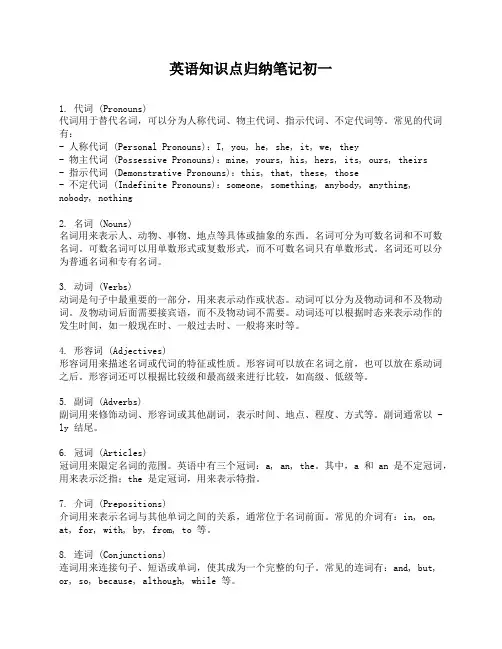 英语知识点归纳笔记初一