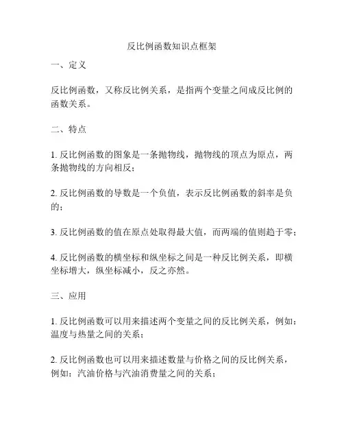 反比例函数知识点框架