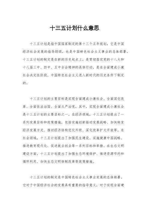 十三五计划什么意思