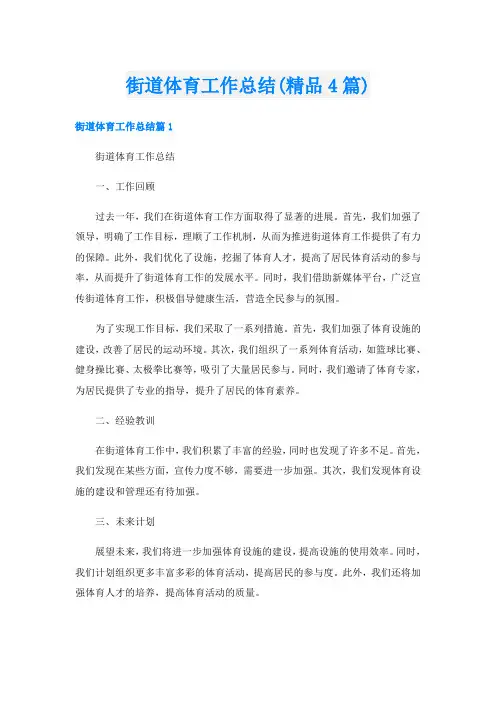 街道体育工作总结(精品4篇)