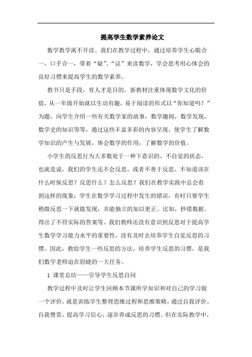 提高学生数学素养论文