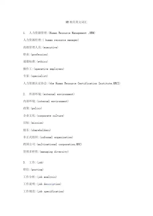 【专业文档】hr 相关英语词汇.doc