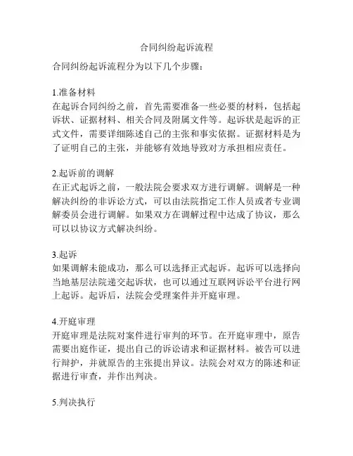 合同纠纷起诉流程