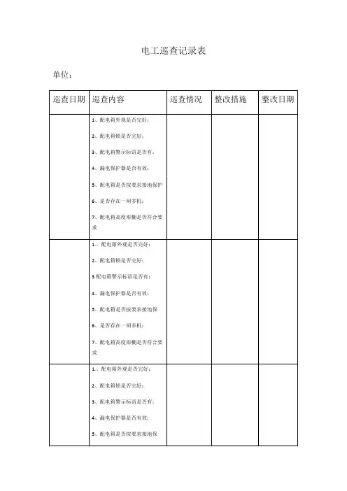 配电箱日常巡查记录表