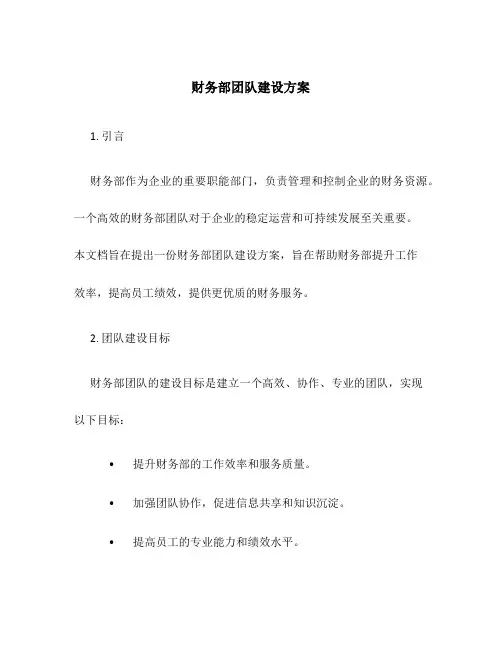 财务部团队建设方案