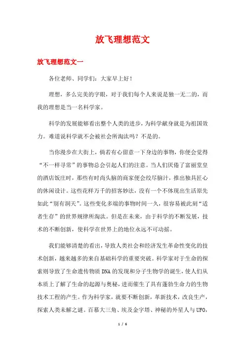 放飞理想范文