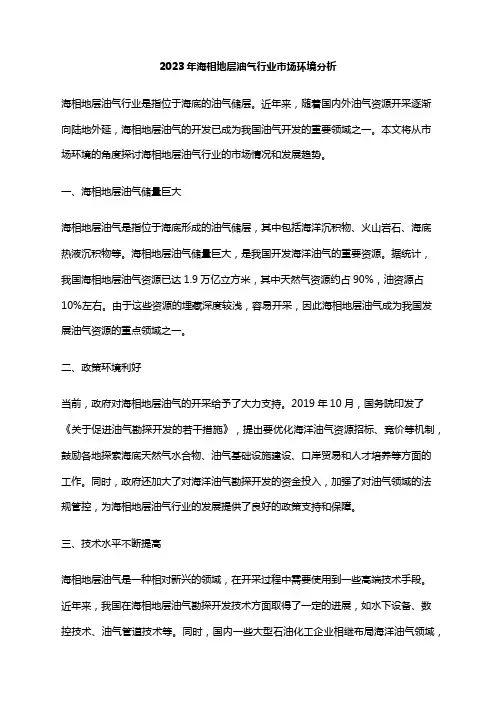 2023年海相地层油气行业市场环境分析